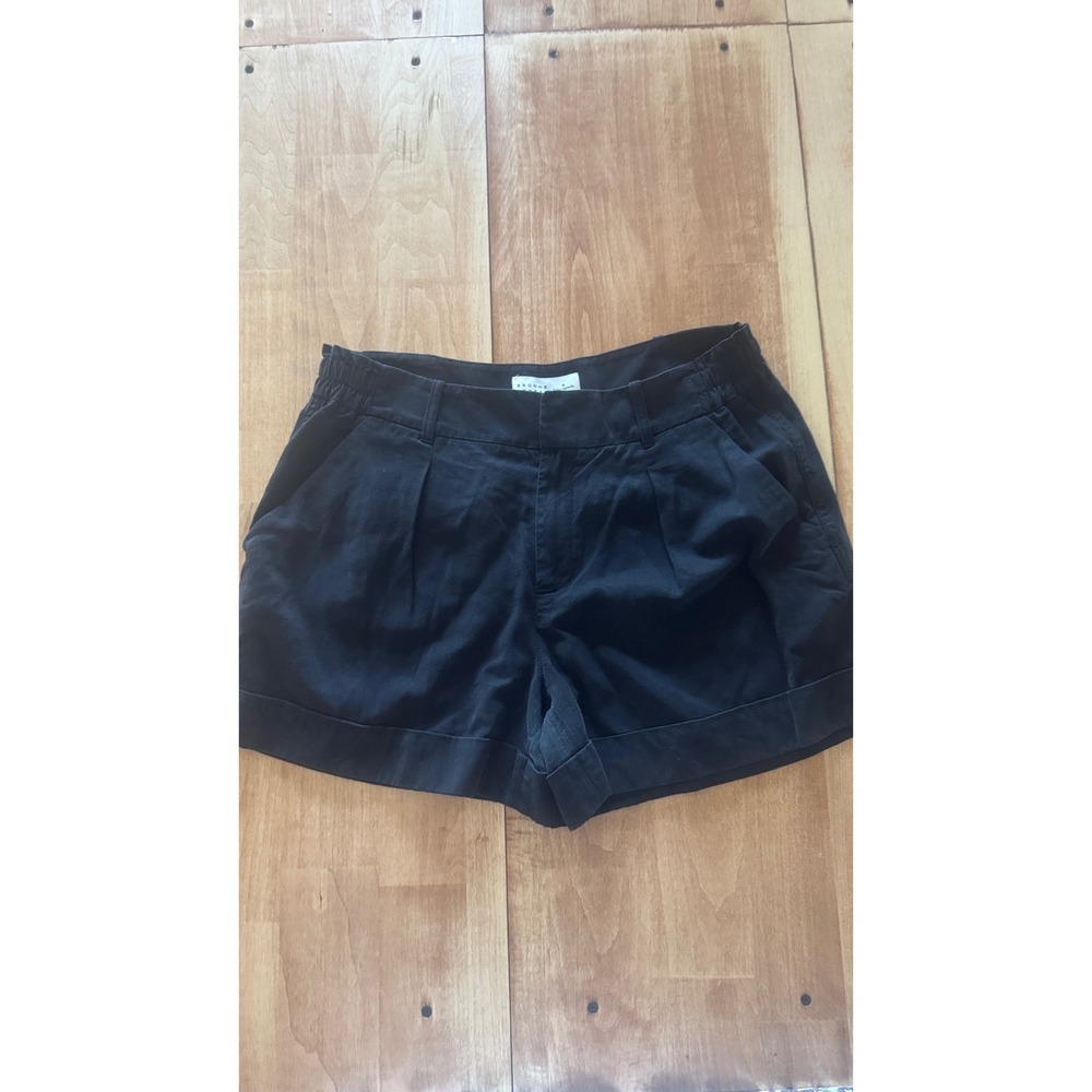 Kate Spade Broome Street Black Tencel Lyocell Pleated Cuffed Shorts Size 4